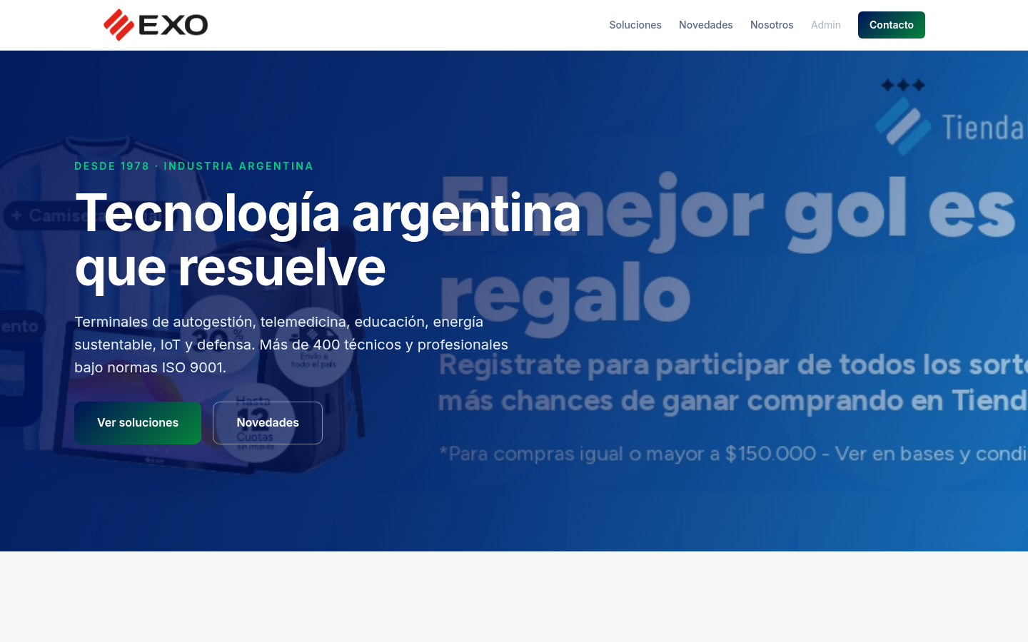 Sitio EXO con marca aplicada